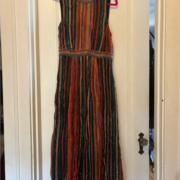 Anthropologie Blink Multicolor Striped Maxi Dress L - Picture 7 of 10